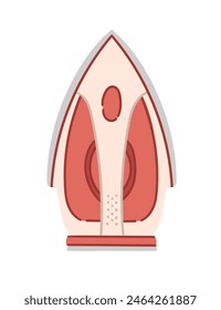 Modern steam iron with red color plastic and button vector illustration isolated on white background