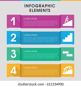 Modern step infographic template. infographic design with step icons includes stair, man climbing stairs. can be used for presentation, diagram, annual report, web design. 