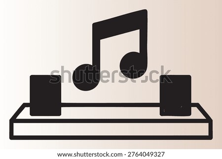 Modern stereo speakers with music note icon illustration