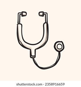 Modern stethoscope doodle. High quality doodles. Stethoscope doodle in modern line style.