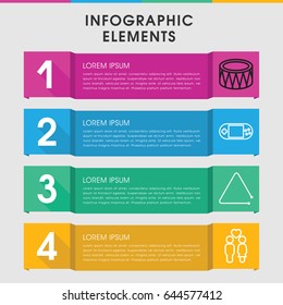 Modern stick infographic template. infographic design with stick icons includes couple, portable console. can be used for presentation, diagram, annual report, web design.