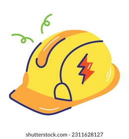 Modern sticker of flat style electrician helmet