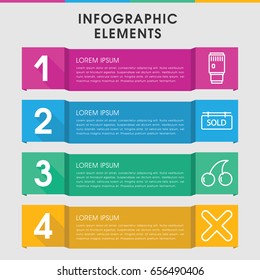 Modern sticker infographic template. infographic design with sticker icons includes cherry, cross. can be used for presentation, diagram, annual report, web design.