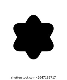 Modern Sticker Logo Tag Emblem. Label Shape for Badge Design, Sale Offer, Original Product Mark, Branding Element. Black Rounded Star Silhouette. Vector Illustration.