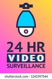 Modern sticker. Video surveillance camera, poster for print