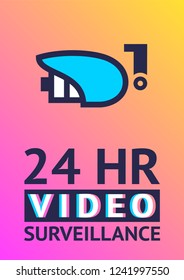 Modern sticker. Video surveillance camera, poster for print