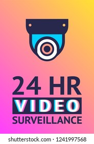 Modern sticker. Video surveillance camera, poster for print