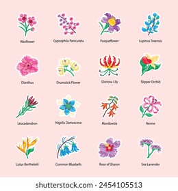  Modern Stickers Depicting Spring Flowers
