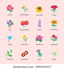  Modern Stickers Depicting Spring Flowers