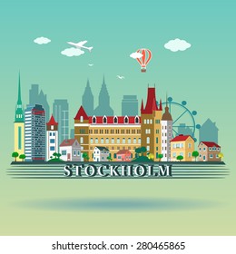 Modern stockholm city Skyline Design. Sweden