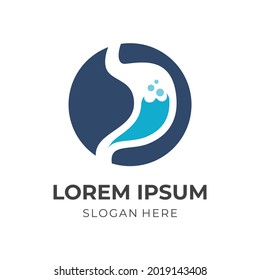 concepto de logotipo de estómago moderno con un estilo de color azul plano