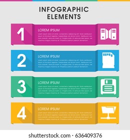 Modern storage infographic template. infographic design with storage icons includes diskette, memory card. can be used for presentation, diagram, annual report, web design.