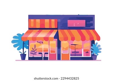 Modern store design with cute awning isolated