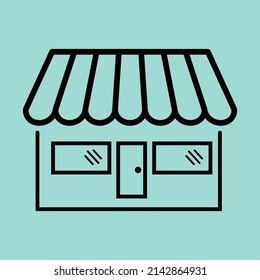 Modern Store icon on black background. simple line vector illustration.