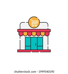 Modern Store icon Vector design Illustration. Store Building icon vector design for e-commerce, online store and marketplace. Modern Shop icon vector for website, mobile, logo, symbol, sign, app UI