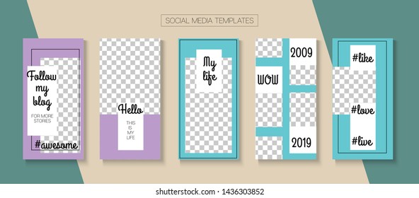 Modern Stories Vector Background. Blogger Trendy Frame, Social Media Kit Template. Modern Sale, New Arrivals Story Layout. Online Shop Polygon Invitation Mobile. Social Media Stories Simple Set
