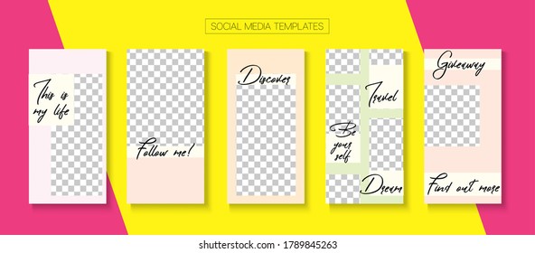 Modern Stories Vector Background. Blogger Funky Design, Social Media Kit Template. Trendy Sale, New Arrivals Story Layout. Online Shop Rich VIP Graphic Apps. Social Media Stories Simple Set