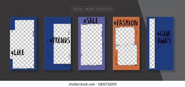 Modern Stories Vector Background. Blogger Hipster Concept, Social Media Kit Template. Online Shop Rich VIP Invitation Apps. Minimal Sale, New Arrivals Story Layout. Social Media Stories Simple Set