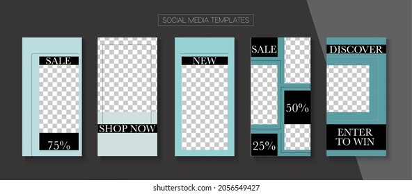 Modern Stories Vector Background. Blogger Minimal Cards, Social Media Kit Template. Online Shop Graphic Invitation Advert. Trendy Sale, New Arrivals Story Layout. Social Media Stories Simple Set