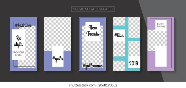 Modern Stories Vector Background. Blogger Modern Cards, Social Media Kit Template. Modern Sale, New Arrivals Story Layout. Online Shop Abstract Invitation Apps. Social Media Stories Simple Set