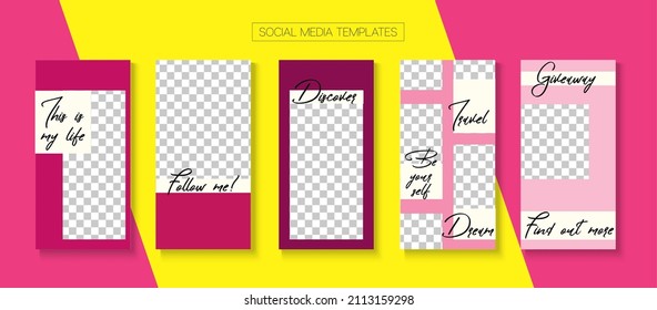 Modern Stories Vector Background. Blogger Tech Cards, Social Media Kit Template. Trendy Sale, New Arrivals Story Layout. Online Shop Polygon Invitation Apps. Social Media Stories Simple Set