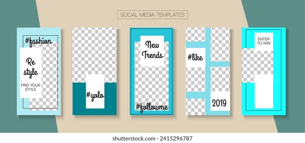 Modern Stories Vector Background. Blogger Minimal Cards, Social Media Kit Template. Online Shop Luxury Invitation Mobile. Simple Sale, New Arrivals Story Layout. Social Media Stories Simple Set