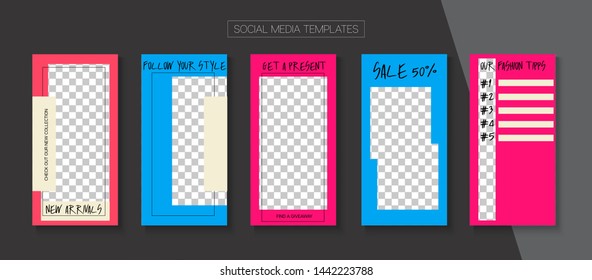 Modern Stories Vector Background. Online Shop Luxury Invitation Advert. Trendy Sale, New Arrivals Story Layout. Blogger Minimal Cards, Social Media Kit Template. Social Media Stories Simple Set