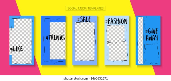 Modern Stories Vector Background. Online Shop Fashion Graphic Apps. Minimal Sale, New Arrivals Story Layout. Blogger Trendy Design, Social Media Kit Template. Social Media Stories Simple Set