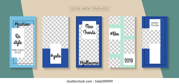 Modern Stories Vector Background. Online Shop Graphic Graphic Mobile. Simple Sale, New Arrivals Story Layout. Blogger Hipster Concept, Social Media Kit Template. Social Media Stories Simple Set