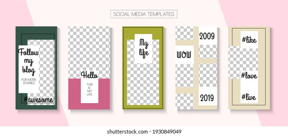 Modern Stories Vector Background. Online Shop Elegant Invitation Advert. Simple Sale, New Arrivals Story Layout. Blogger Trendy Frame, Social Media Kit Template. Social Media Stories Simple Set
