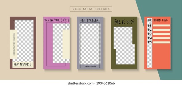 Modern Stories Vector Background. Online Shop Polygon Graphic Phone. Simple Sale, New Arrivals Story Layout. Blogger Modern Design, Social Media Kit Template. Social Media Stories Simple Set