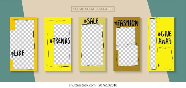 Modern Stories Vector Background. Online Shop Abstract Graphic Phone. Tech Sale, New Arrivals Story Layout. Blogger Simple Cards, Social Media Kit Template. Social Media Stories Simple Set
