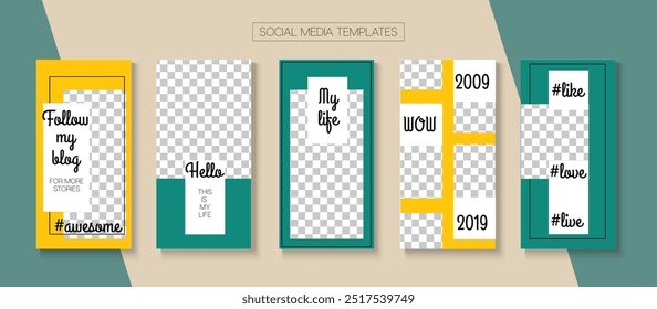 Modern Stories Vector Background. Online Shop Abstract Graphic Advert. Blogger Hipster Border, Social Media Kit Template. Trendy Sale, New Arrivals Story Layout. Social Media Stories Simple Set