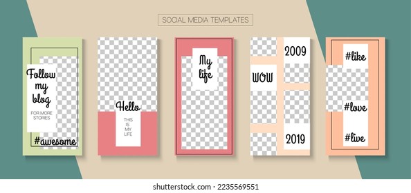 Modern Stories Vector Background. Modern Sale, New Arrivals Story Layout. Online Shop Abstract Graphic Brand. Blogger Minimal Cards, Social Media Kit Template. Social Media Stories Simple Set