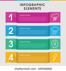 Modern storm infographic template. infographic design with storm icons includes flash, rain, thunderstorm. can be used for presentation, diagram, annual report, web design.