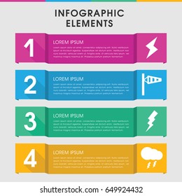 Modern storm infographic template. infographic design with storm icons includes wind cone, flash. can be used for presentation, diagram, annual report, web design.