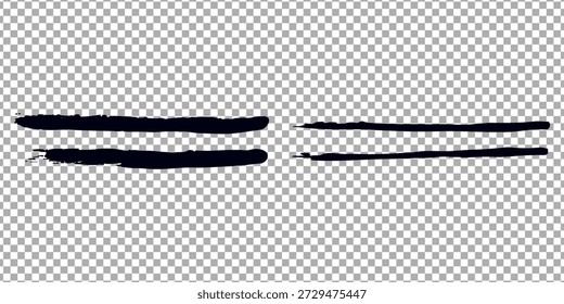 Modern straight line vector brush strokes. Black hand drawn stripes, smears. Paint roller line brushstrokes set abstract simple