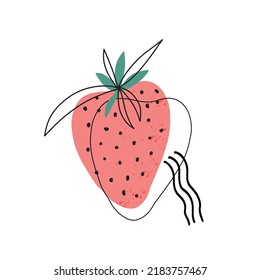 Modernes Erdbeerdesign. Abstrakte Erdbeerfruchtgrafik. Minimaler Kunstdruck.