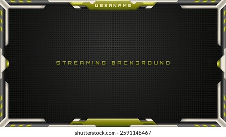 Modern Streaming Background in Black, Silver and olive green Color Theme for Live Gaming and Streaming Overlays