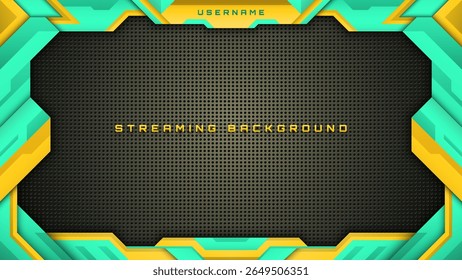 Modern Streaming Background in Mint Green and Yellow for Esports Gaming Overlay Backdrop Template for Live Streamers