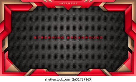 Modern Streaming Overlay Background in Red and Brown, Esports Gaming Backdrop Template for Live Video Streamers