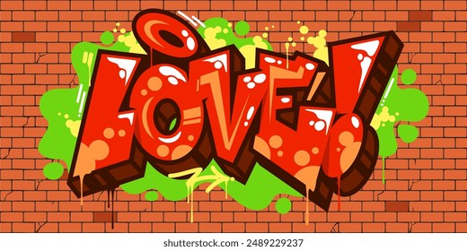 Modern Street Art Abstract Word Love In Graffiti Urban Style Lettering Vector Illustration Art