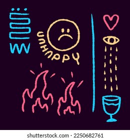 Modern street art graffiti, with trendy doodle cartoon drawings. Artwork for street wear, t shirt, posters, bomber jackets, hoodie; for teenagers clothes.
