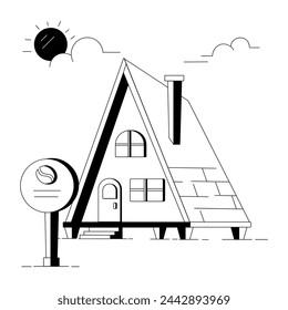 Modern Street Café Ilustraciones lineales