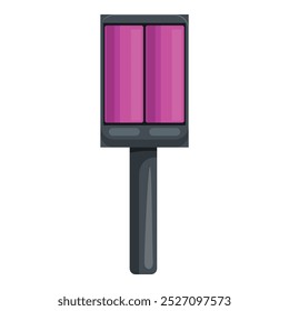 Modern street lamp is standing tall with a purple light emitting from its panels