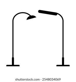 Modern street lighting or lampost vector silhouette icon. Vector illustration