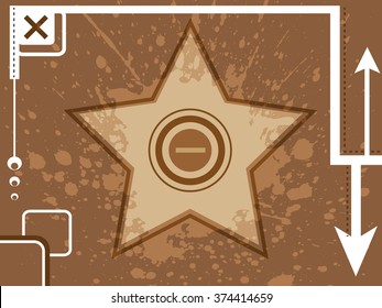 Modern street style abstract background with grunge splash and big star brown