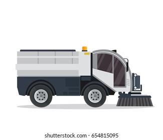 Modern Street Sweeper Truck Illustration Logo