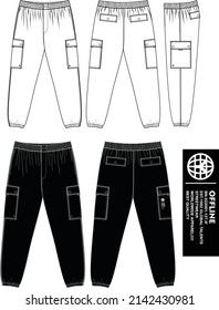 Modern streetstyle cargo pants with patch pockets sketch vector