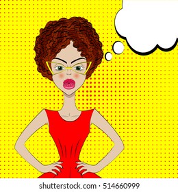 Modern strict teacher. Creative teacher with cool hairstyle. Vector illustration.